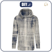 LONG WOMEN’S HOODIE (MEGI) - ACID WASH PAT. 2 (navy) - looped knit fabric
