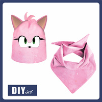 KID'S CAP AND SCARF - PINK HEDGEHOG - sewing set