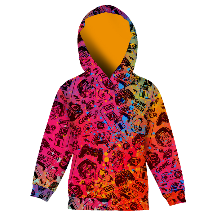 KINDER HOODIE (ALEX) - GAME OVER / BUNT KLECKSE - Nähset (146/152)