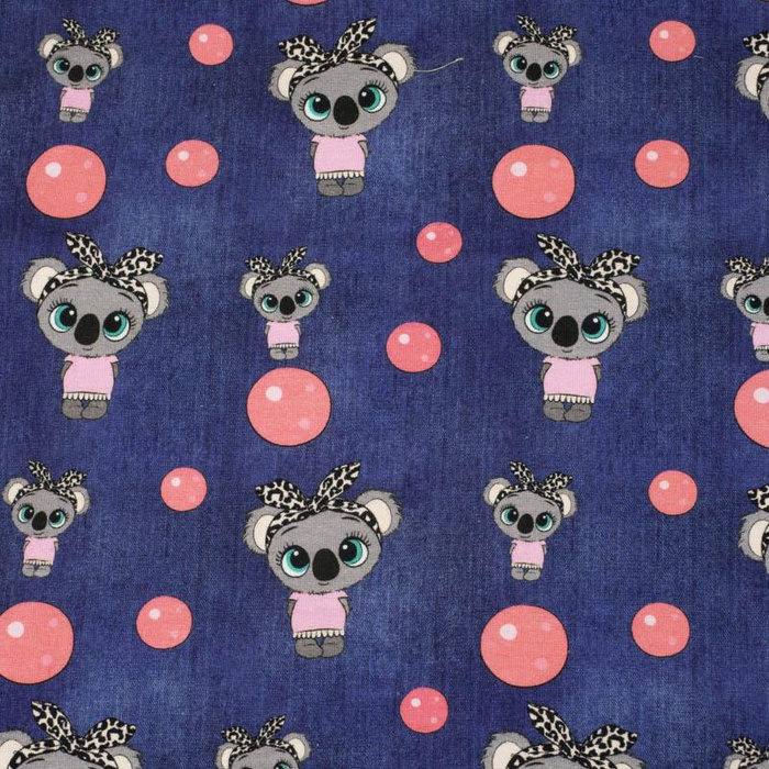 KOALA UND BLUBBERBLASEN / ACID WASH MS. 3 DUNKELBLAU - Single Jersey 