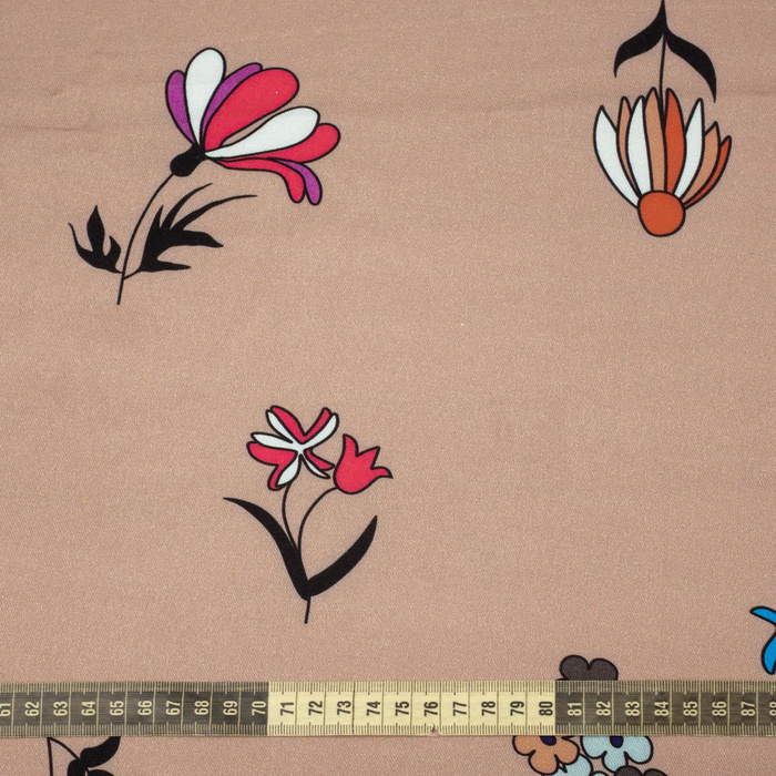 PAINTED FLOWERS / pink - viscose woven fabric