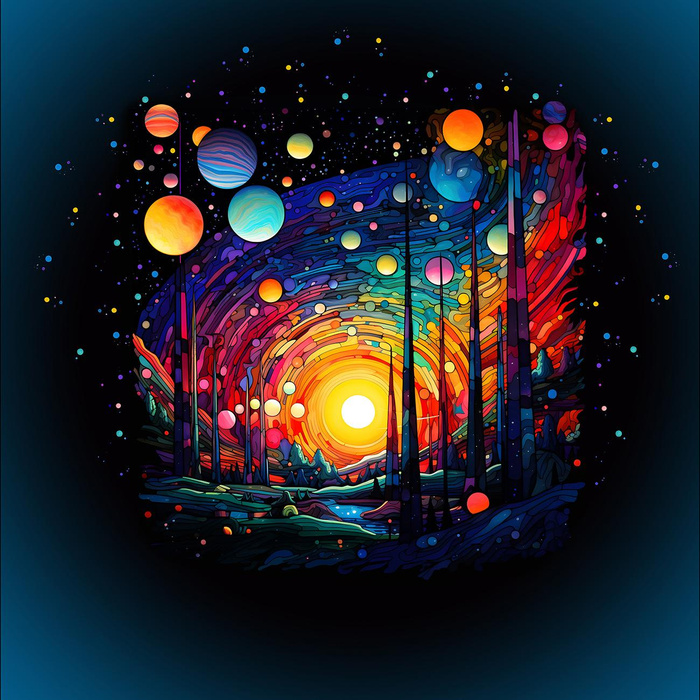 NEON GALAXY WZ.9 - panel (60cm x 50cm) Hydrophobic brushed knit