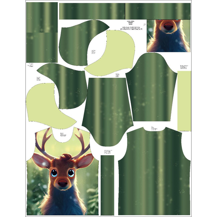 HYDROPHOBIC HOODIE UNISEX - ANIMATED REINDEER - sewing set