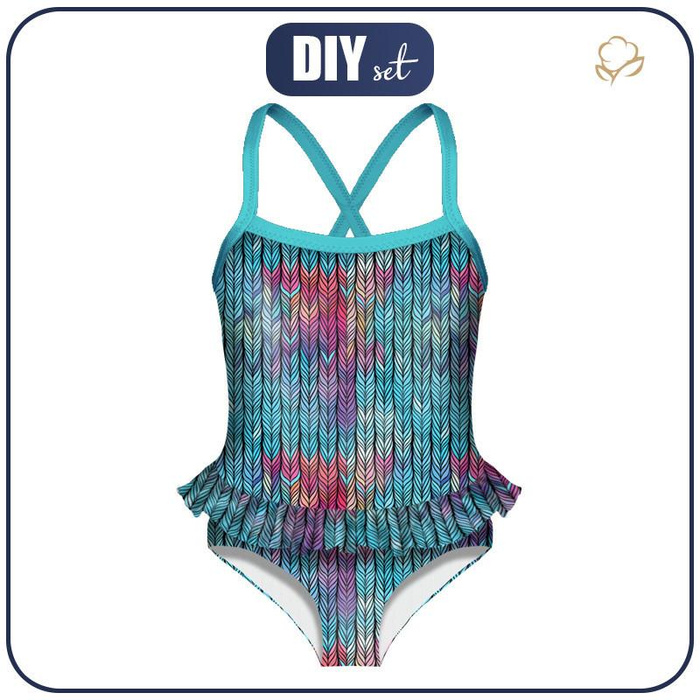 Girl's swimsuit - BRAID / rainbow - 122-128