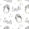 PHOTO PENGUIN SMILE / white - Cotton woven fabric