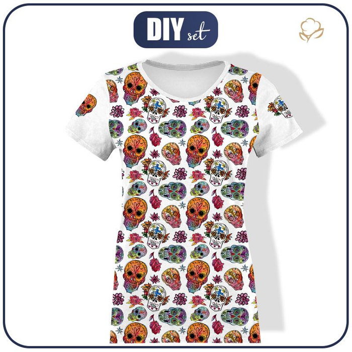 T-SHIRT DAMSKI - CZACHY wz. 3 / biały (DIA DE LOS MUERTOS) - single jersey XXS