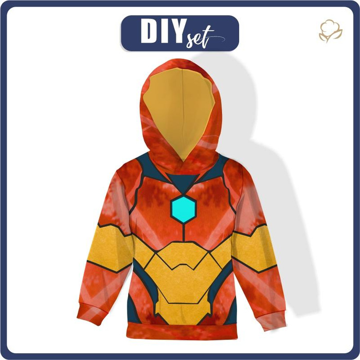 SUPERHERO’S HOODIE (armour) - looped knit fabric (134/140)