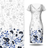 FLOWERS (pattern 5 navy) / white - dress panel 