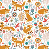 FOXES IN THE FORREST / white - Cotton woven fabric