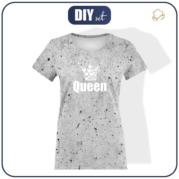 DÁMSKÉ TRIČKO - QUEEN / beton   - single jersey XL