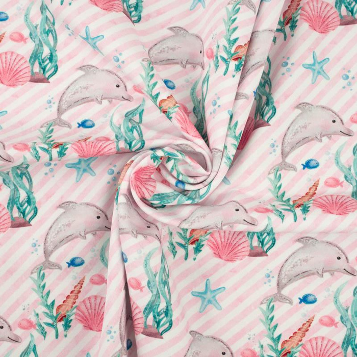 DOLPHINS / STRIPES (MAGICAL OCEAN) / pink