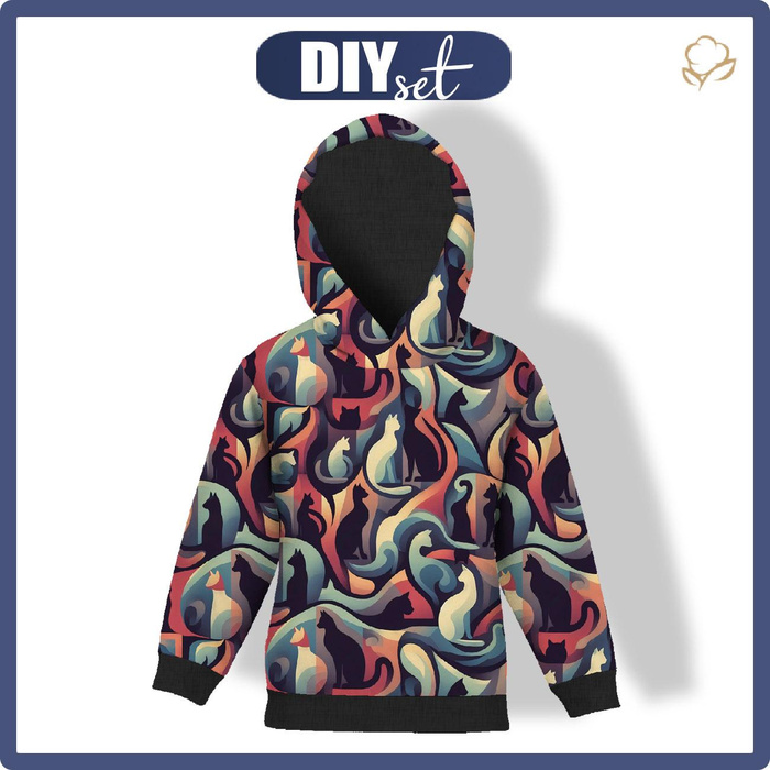 KID'S HOODIE (ALEX) -  ANIMALS PAT.13- looped knit fabric (86/92)