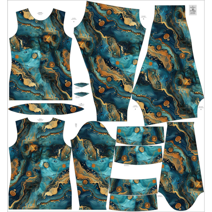 THERMO KOMPLET DAMSKI (JANE) - alcohol ink wz.16 TEAL - zestaw do uszycia