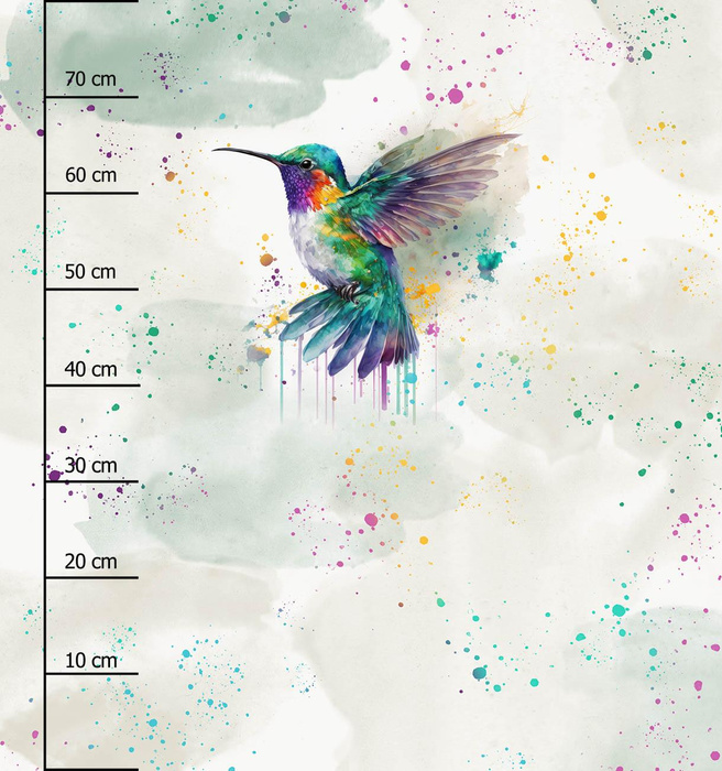 WATERCOLOR HUMMINGBIRD - Panel (75cm x 80cm) Voděodolná tkanina Oxford