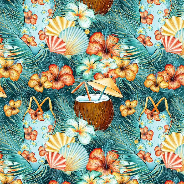 KOKOSNÜSSE UND MUSCHELN / Badeanzüge - Wasserabweisende Webware