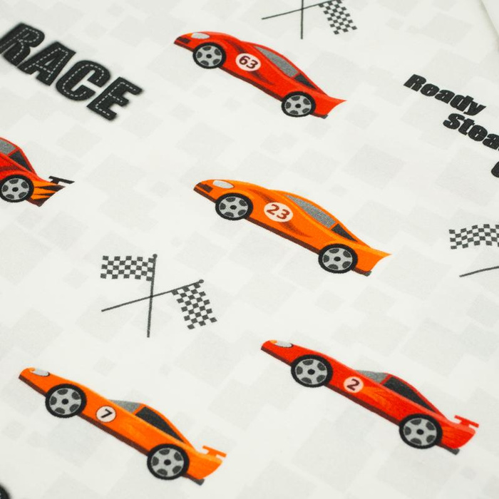 FAST WHEELS / red on white - Viscose jersey WE210