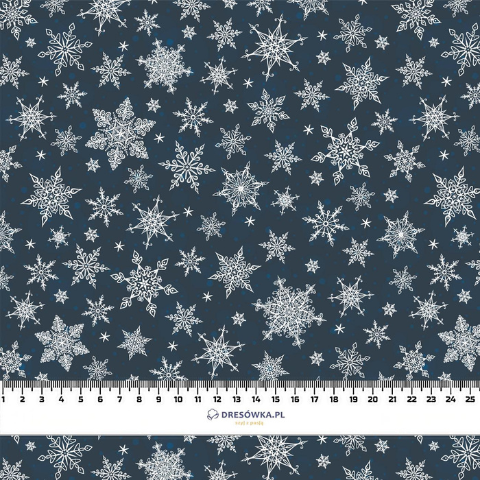 SNOWFLAKES PAT. 2 / navy - Cotton woven fabric