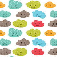 100CM FROHE WOLKEN (PASTELL - HIMMEL) - French Terry mit Elasthan
