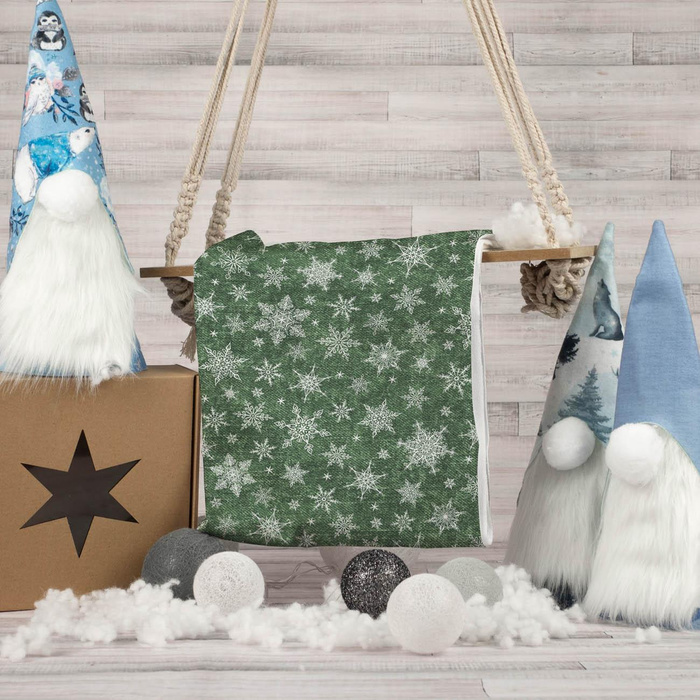 SNOWFLAKES PAT. 2 / ACID WASH BOTTLE GREEN - Woven Fabric for tablecloths