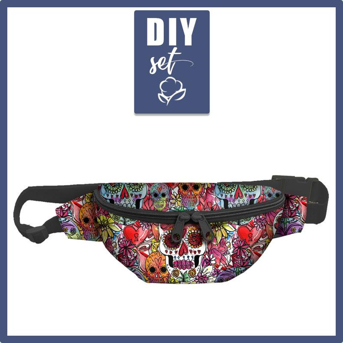 HIP BAG - SKULLS pat. 4 / colorful (DIA DE LOS MUERTOS) - big