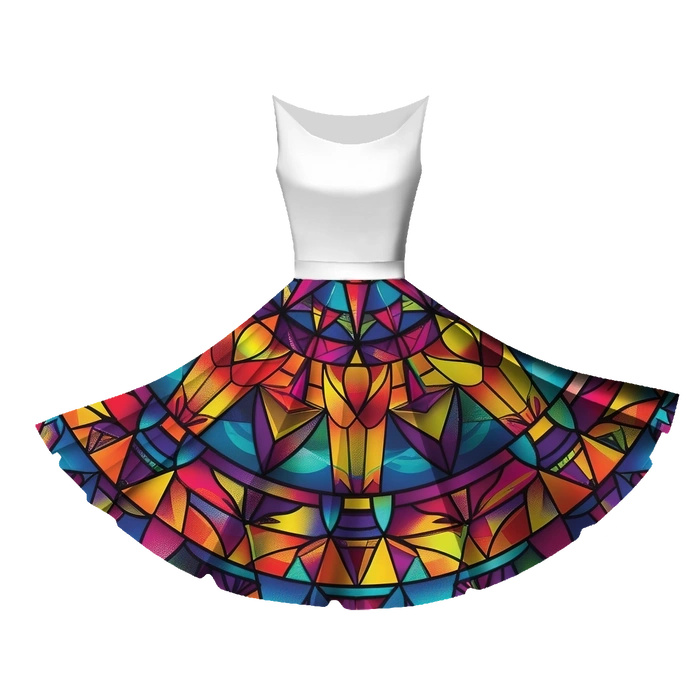 Small circle skirt panel - CREPE - COLORFUL MANDALA WZ. 2
