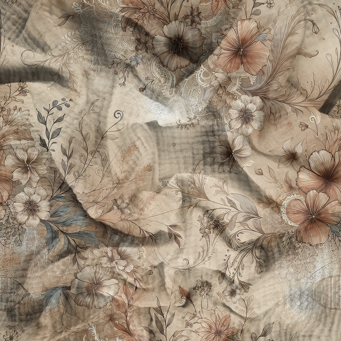PASTEL FLOWERS WZ. 25 - Mušelín bavlněný