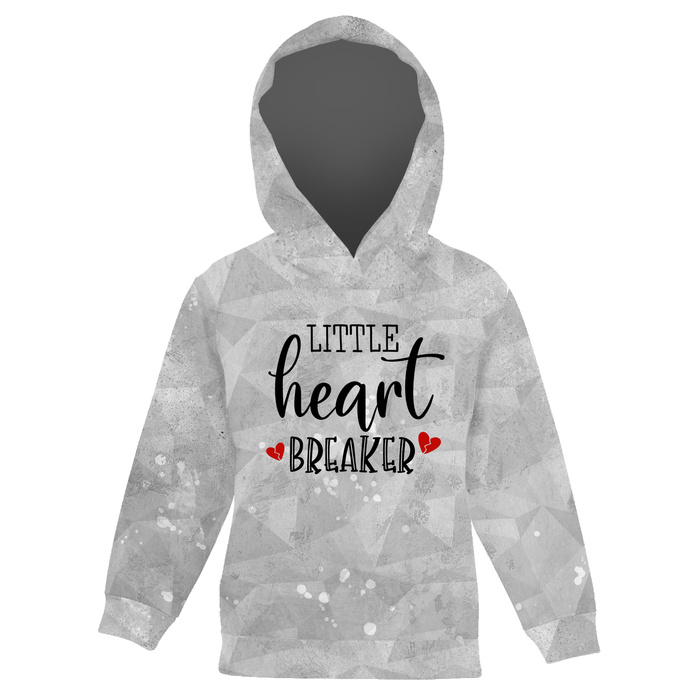 KID'S HOODIE (ALEX) - LITTLE HEART BREAKER (BE MY VALENTINE) / ICE - looped knit fabric (110/116)