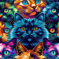 COLORFUL CATS mini- Welur tapicerski