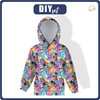 KINDER HOODIE (ALEX) - ZEBRA (regenbogenfarbig) - Nähset