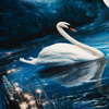 GOTHIC SWAN - panel (60cm x 50cm) Waterproof woven fabric