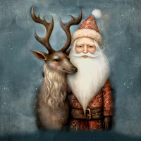 VINTAGE SANTA CLAUS - Paneel (60cm x 50cm) Wasserabweisende Webware