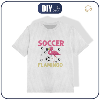 T-SHIRT SPORTOWY DZIECIĘCY - SOCCER FLAMINGO / biały (92/98)