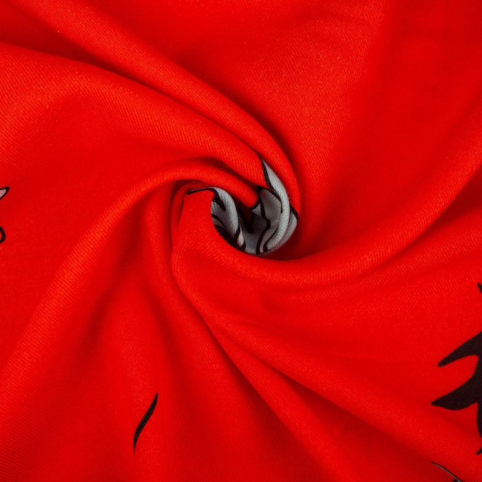 PAINTED FLOWERS / red - viscose woven fabric