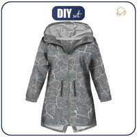 KIDS PARKA (ARIEL) - SCORCHED EARTH (white) / ACID WASH (grey) - softshell (134/140)