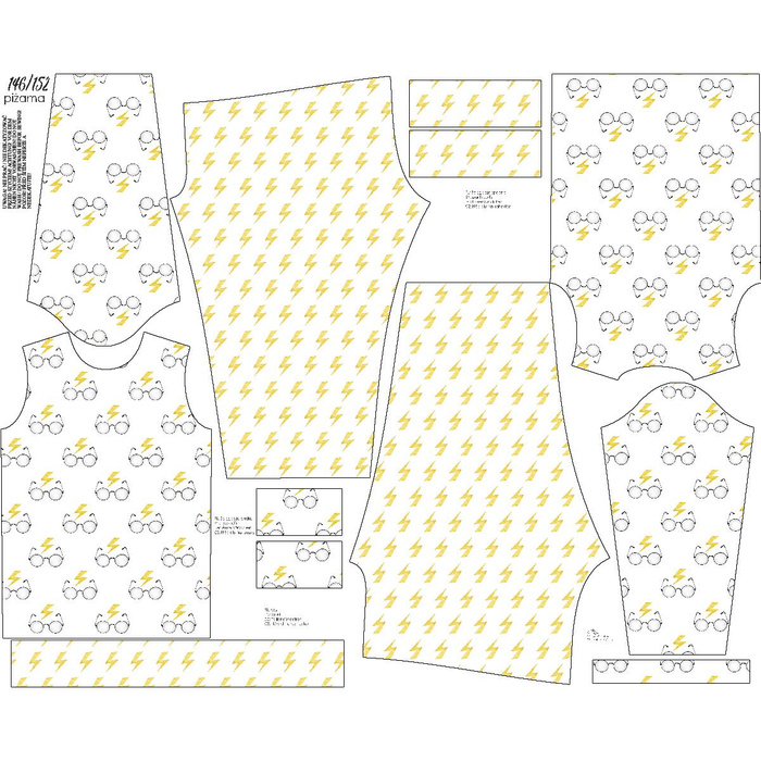 CHILDREN'S PAJAMAS " MIKI" - MAGIC GLASSES (MAGIC SCHOOL) - Elastic cotton knit fabric (98/104)