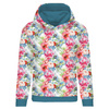 CLASSIC WOMEN’S HOODIE (POLA) - WILD ROSE PAT. 3 (IN THE MEADOW) - looped knit fabric - L