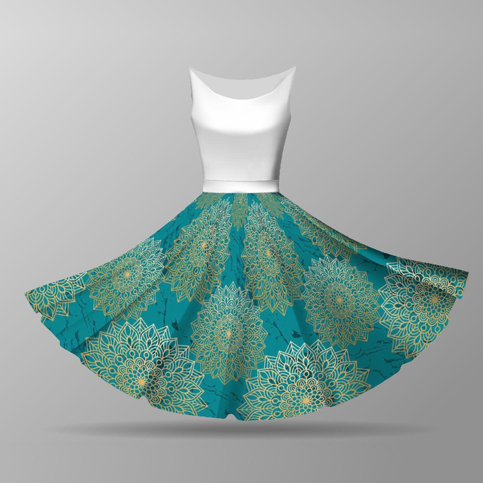MANDALA WZ. 5 / szmaragdowy - duży panel na spódnicę z koła