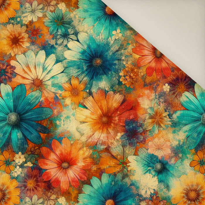 FLOWERS PAPAYA ORANGE WZ. 6 - Upholstery velour