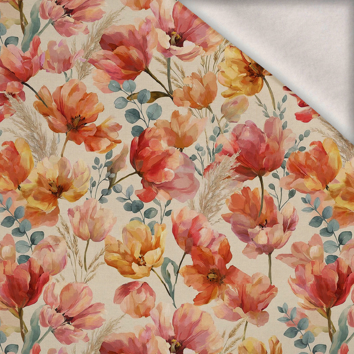 Flowers wz. 65 - teplákovina počesaná s elastanem ITY
