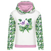 CLASSIC WOMEN’S HOODIE (POLA) - MINI LEAVES AND INSECTS PAT. 4 (TROPICAL NATURE) / white - looped knit fabric