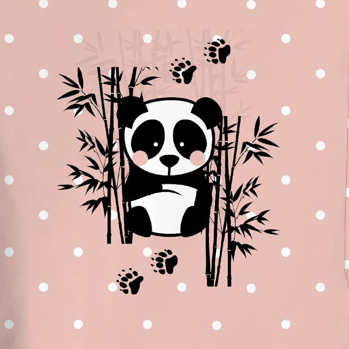 Longsleeve - PANDA (puntíky) / růžový - single jersey (86/92) 