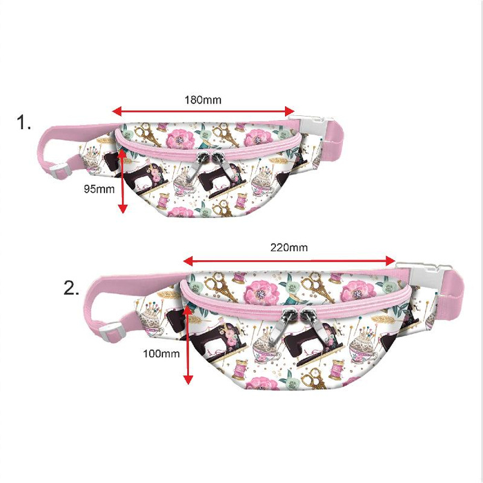 HIP BAG - RETRO SEWING MACHINES pat. 1 / white - small