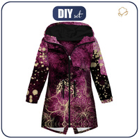 KINDERPARKA (ARIEL) - BLUMEN / goldener Umriss Ms. 1 / AQUARELL MARMOR - Softshell (134/140)