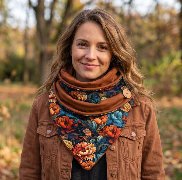 KNOPFSCHAL - VINTAGE CHINESE FLOWERS M. 1 - Nähset