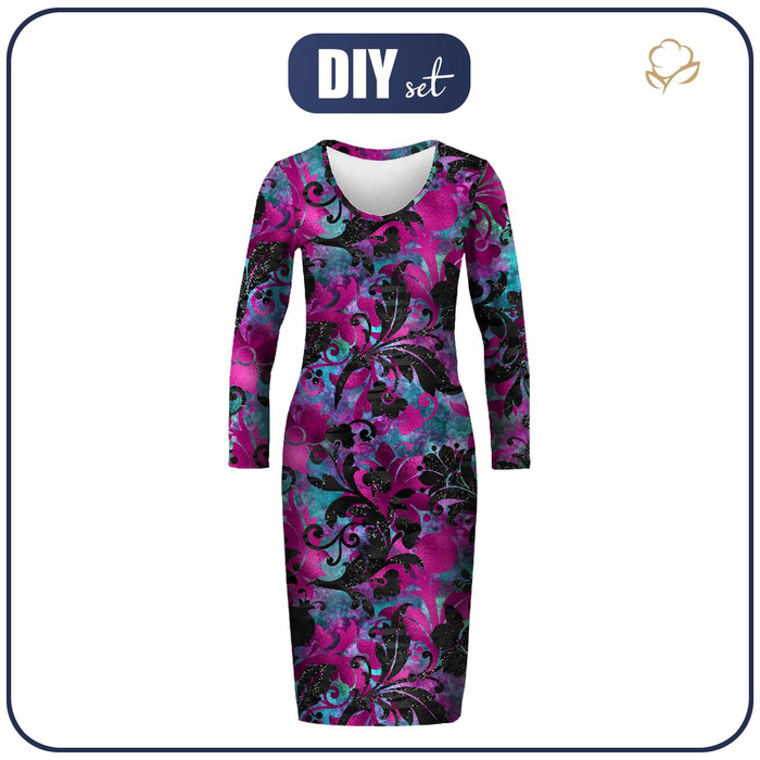 PENCIL DRESS (ALISA) - FLORAL PAT. 9 - sewing set M