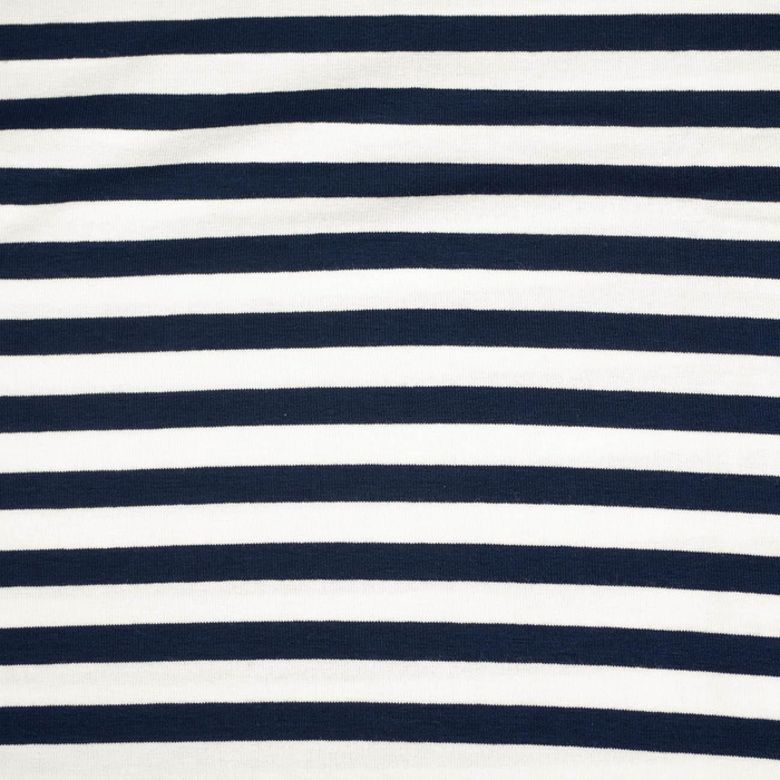 STRIPES DARK BLUE / WHITE 1,0cm x 1,0cm - Viscose jersey