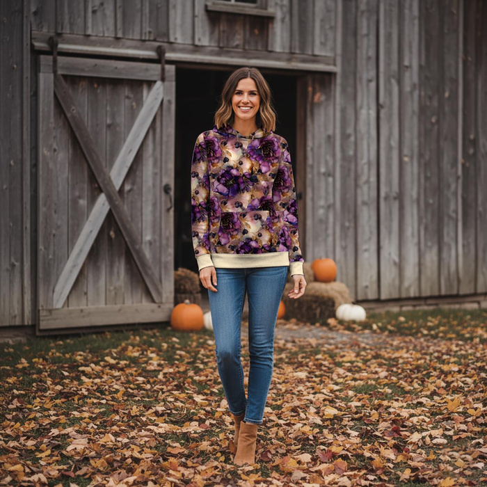 CLASSIC WOMEN’S HOODIE "POLA" (XXL) - FLOWERS WZ.61 - sewing set