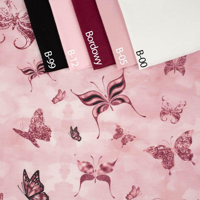 BUTTERFLIES (GLITTER BUTTERFLIES) / CAMOUFLAGE pat. 2 (rose quartz) - softshell