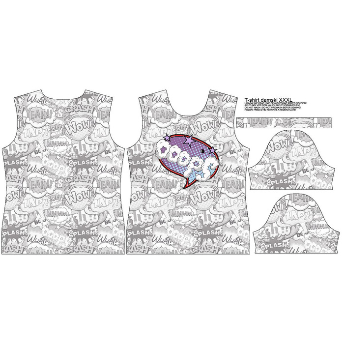 T-SHIRT DAMSKI - KOMIKS / ooops (fioletowo - czerwony) - single jersey S