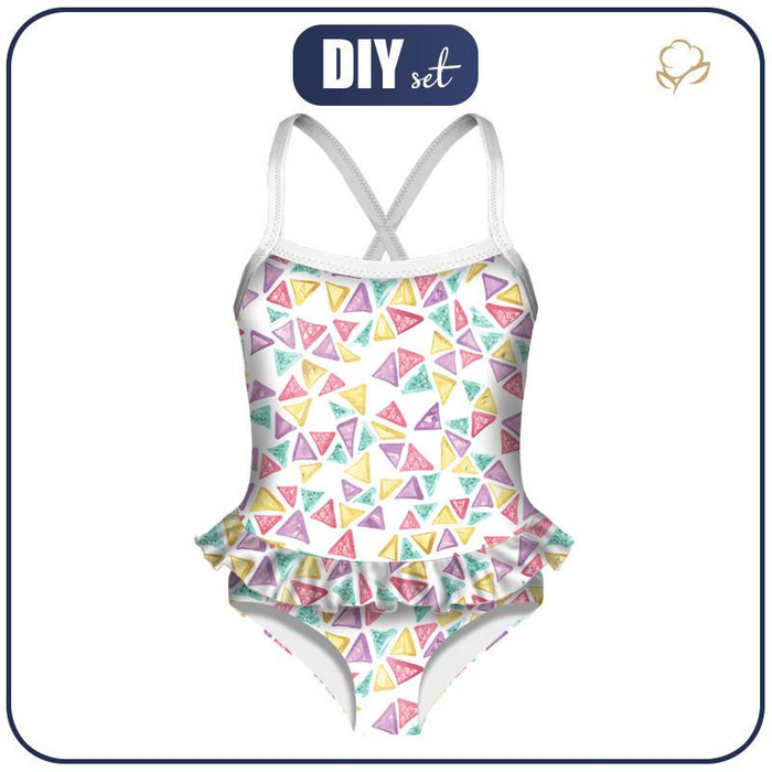 Girl's swimsuit - TROPICAL TRIANGLES - 122-128